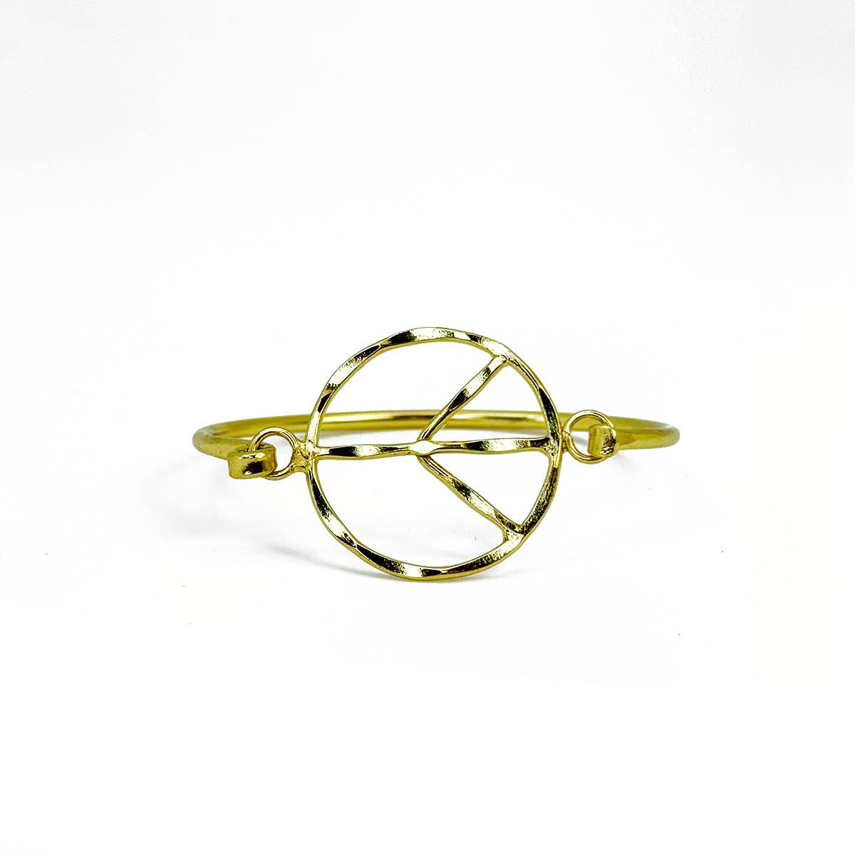 Handcrafted Gold Plated Peace Sign Bracelet