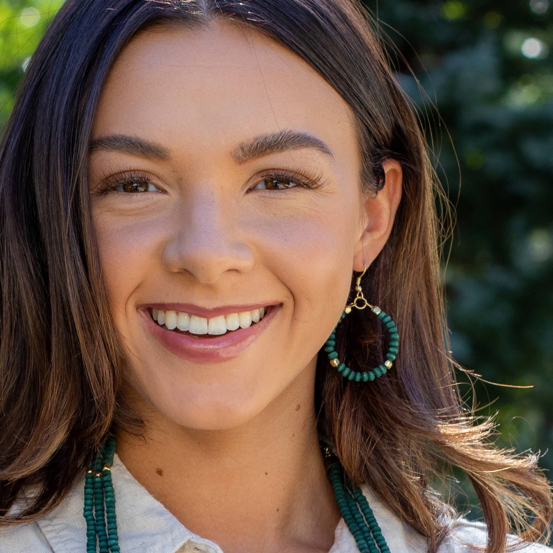 Sachi Chromatic Hues - Dark Green Hoop Earrings