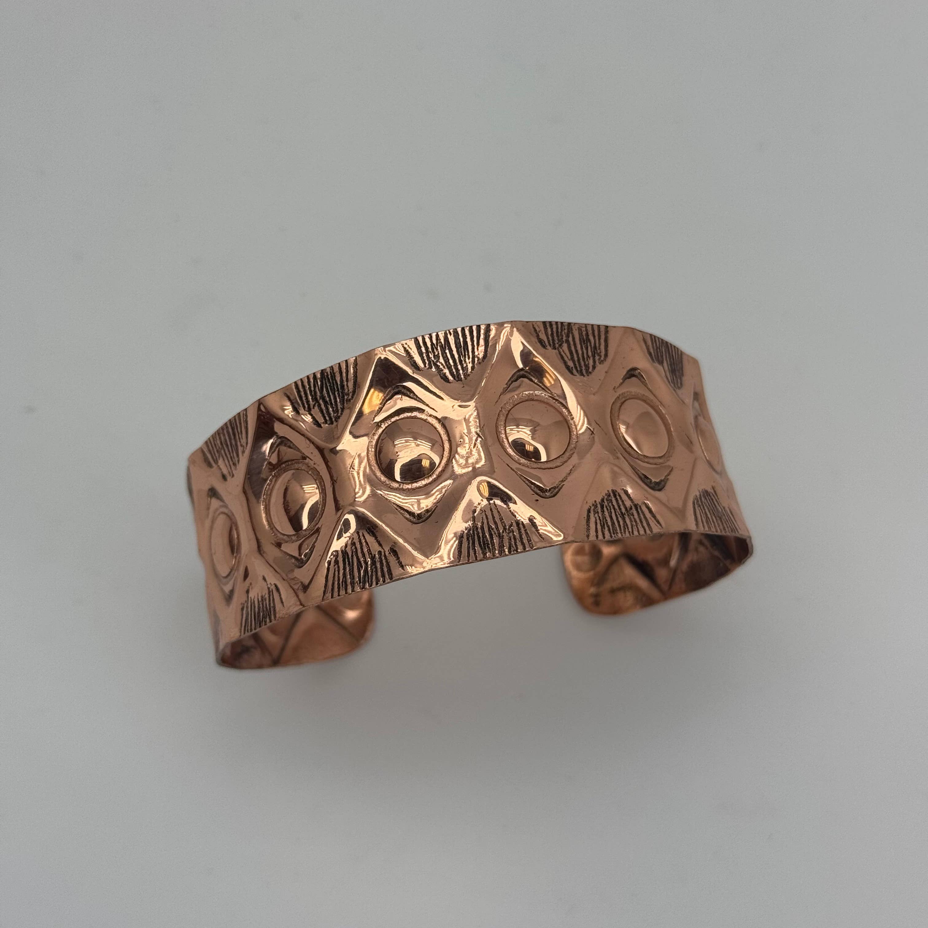 Handcrafted Tribal Eye Pattern Copper Cuff