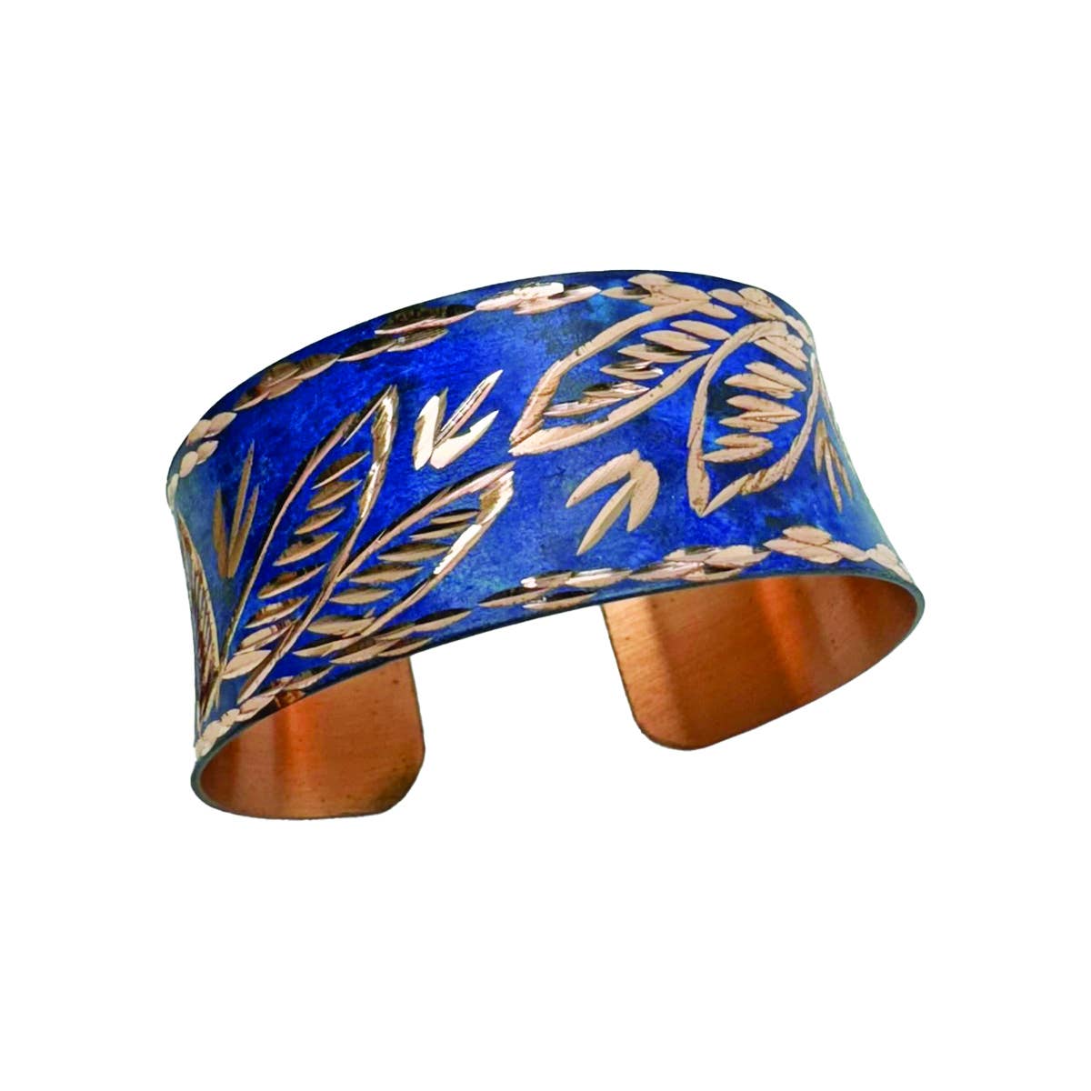 Patina Indigo Leaf Cuff