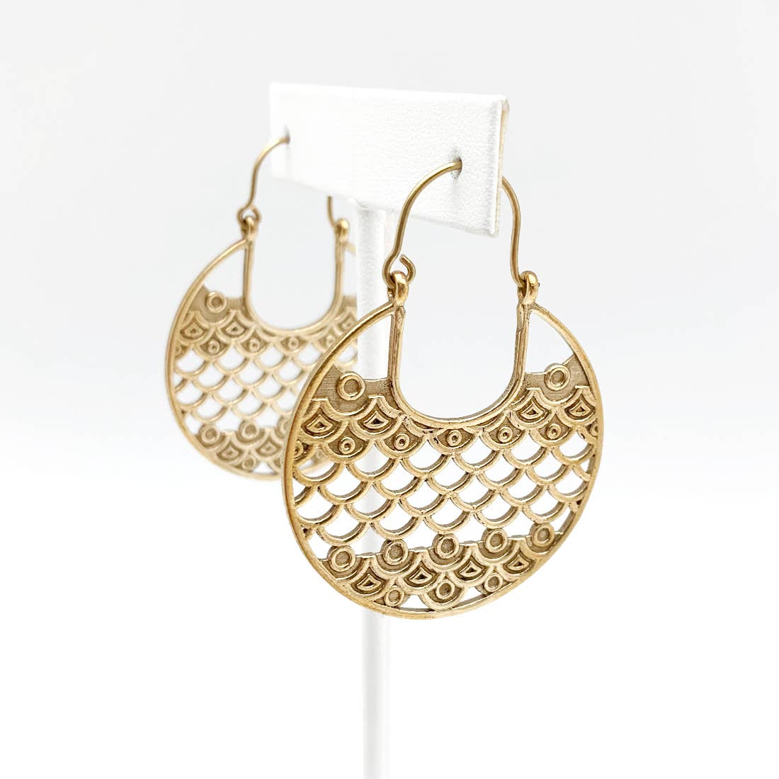Tanvi Collection Earrings - Gold Circle with Waves