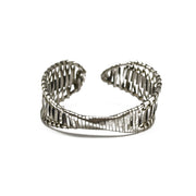 Basketweave Antique Silver Twisted Center Woven Cuff