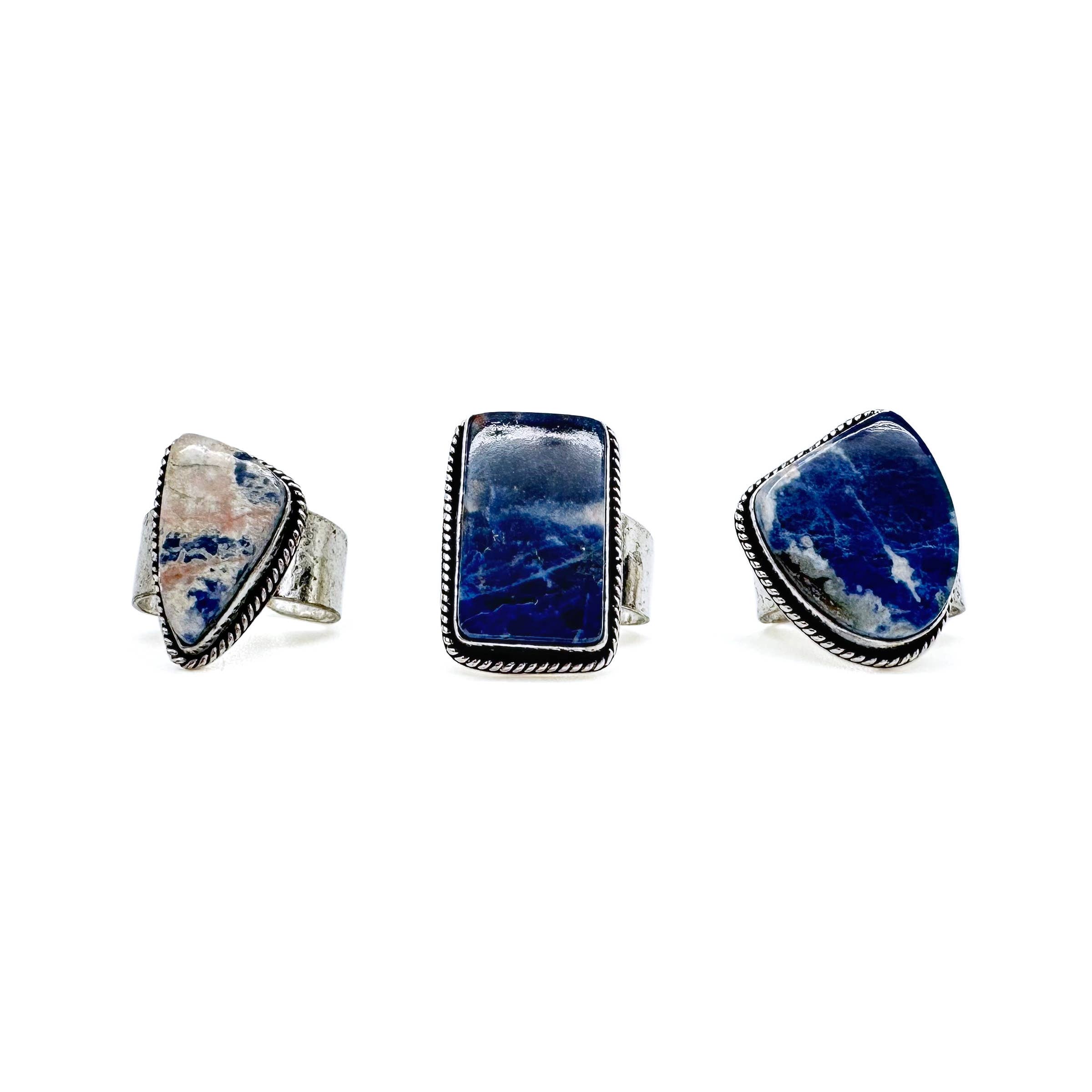 Handcrafted Kashi Semiprecious Stone Ring - Sodalite