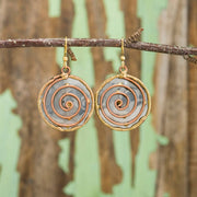 Mixed Metal Earrings - Spiral Circle