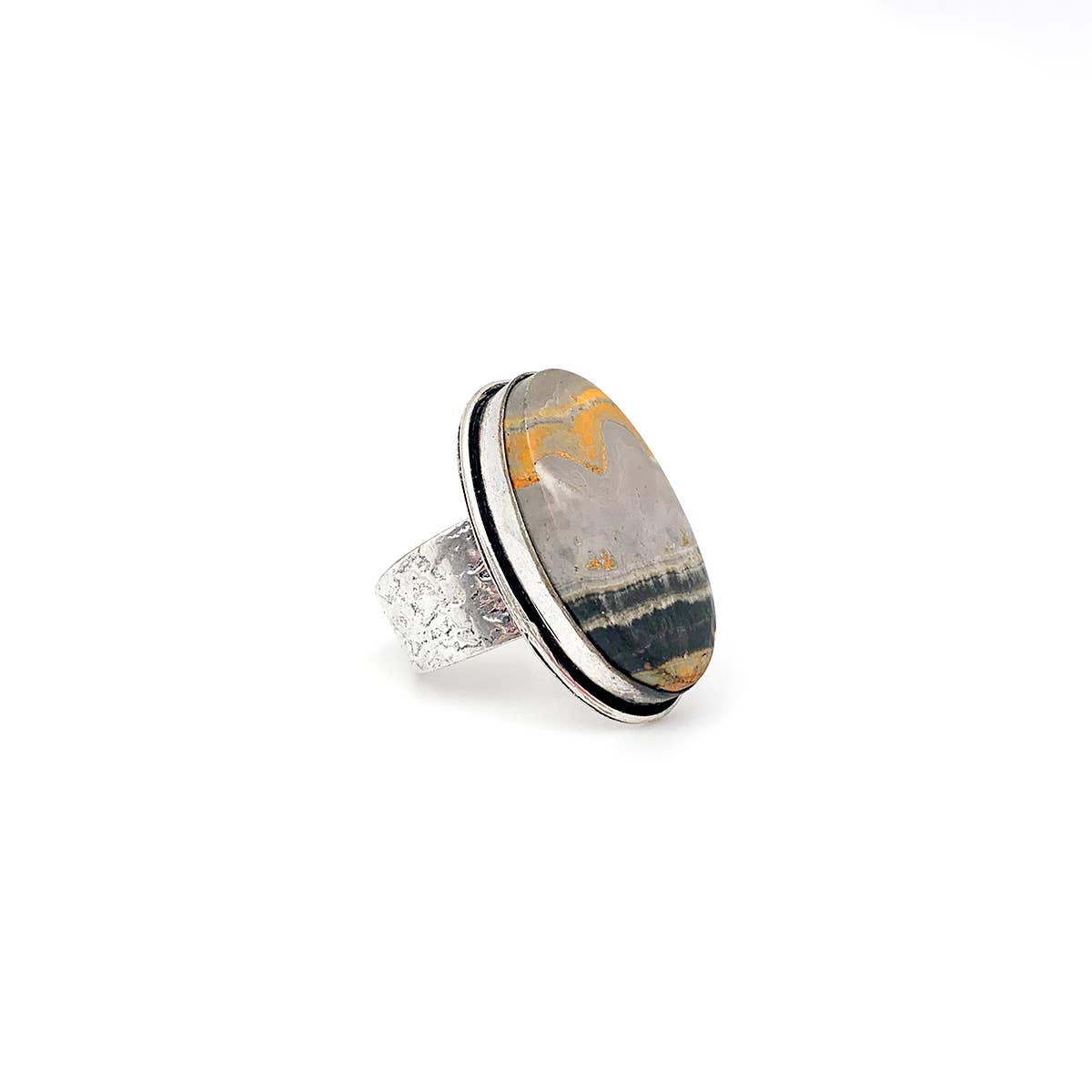 Handcrafted Kashi Semiprecious Stone Ring - Bumblebee Jasper