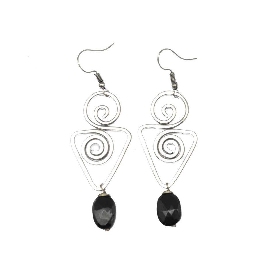 Banjara Onyx Triangle Earrings