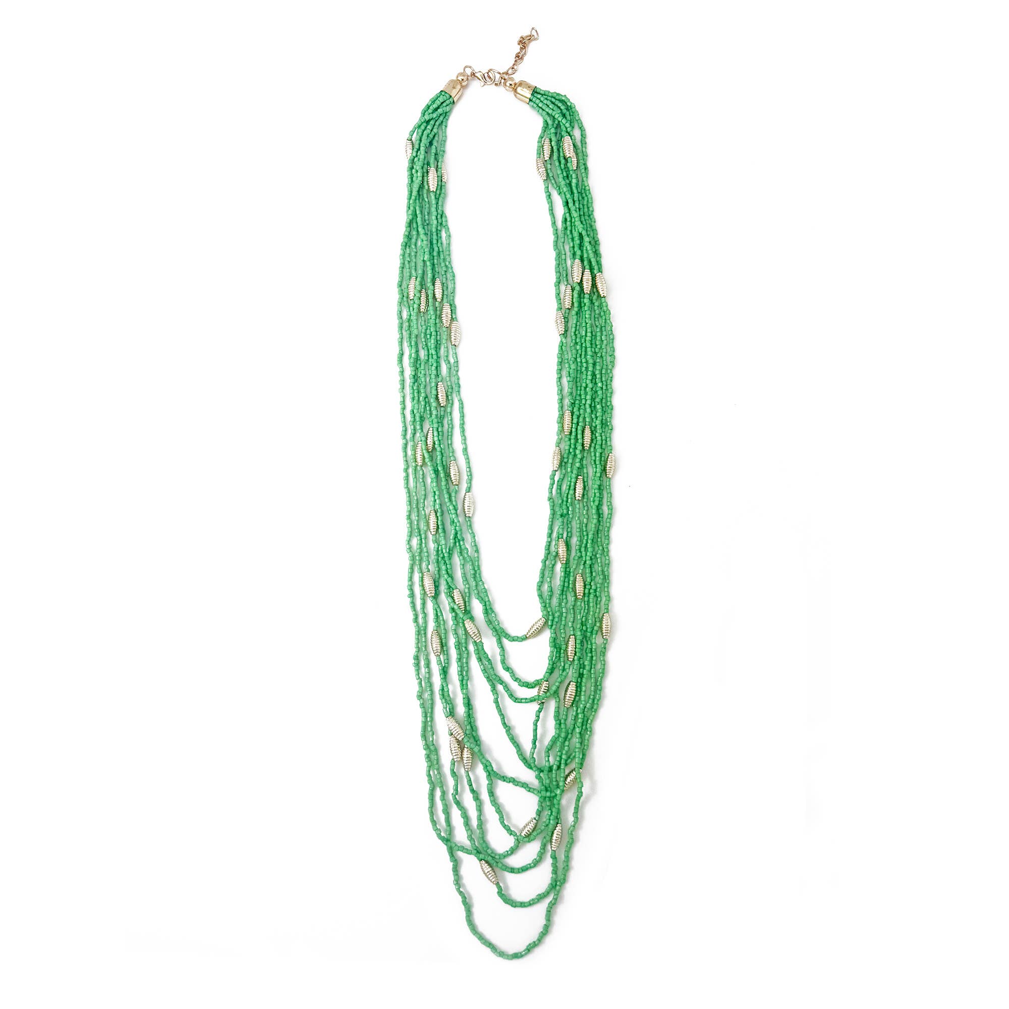 Seed Bead Multi-Strand Necklace - Sea Green