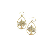Tanvi Gold Tree in Open Teardrop Frame Earrings
