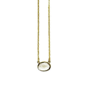 Gold Plated Necklace with Semi-Precious Stone - Quartz