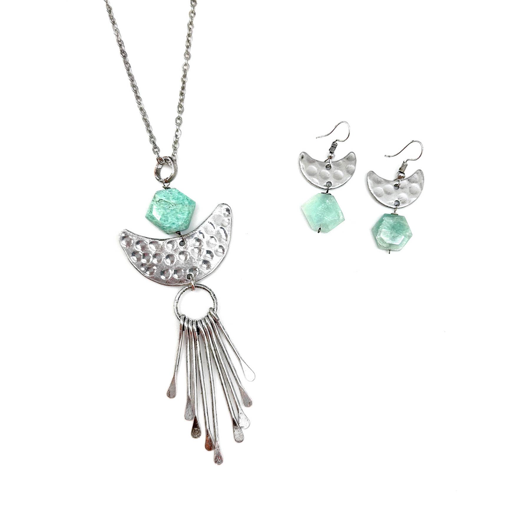 Banjara Collection Necklace - Amazonite, Silver Crescent