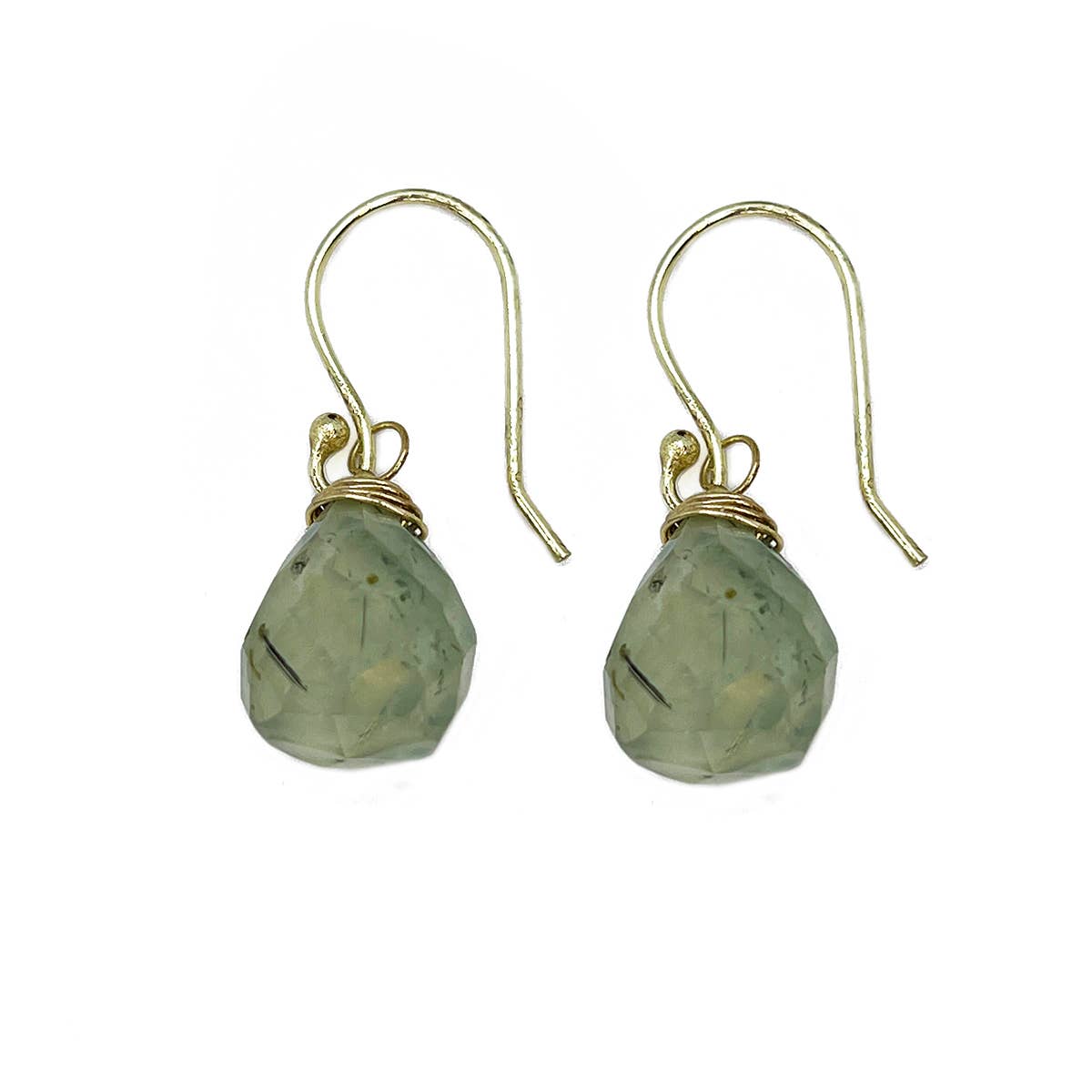 Gold-Plated Prehnite Teardrop Earrings