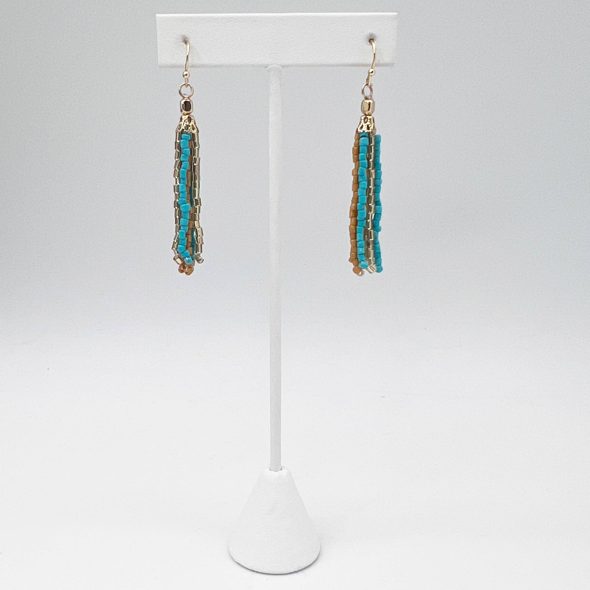 Seed Bead Simple Tassel Earrings - Multiple Color Styles