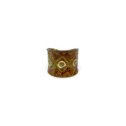 Brass Patina Ring - Burnt Orange Diamonds and Squares
