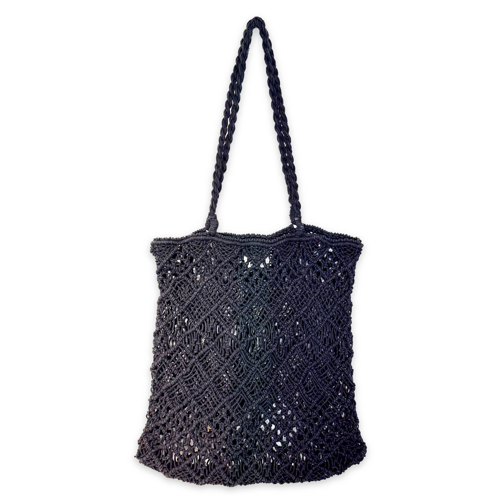 Shelby Bag - Woven Black Macrame Bag