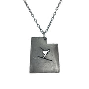 Home State Jewelry - Pewter Necklace - Utah with Skier