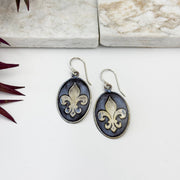 Handcrafted Silver Patina Fleur-de-lis Earrings