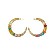 Aasha Large Beaded and Wire Woven Hoop Earrings