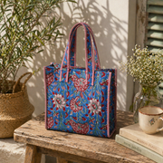 Vivid Marigolds Block-Printed Quilted Mini Tote