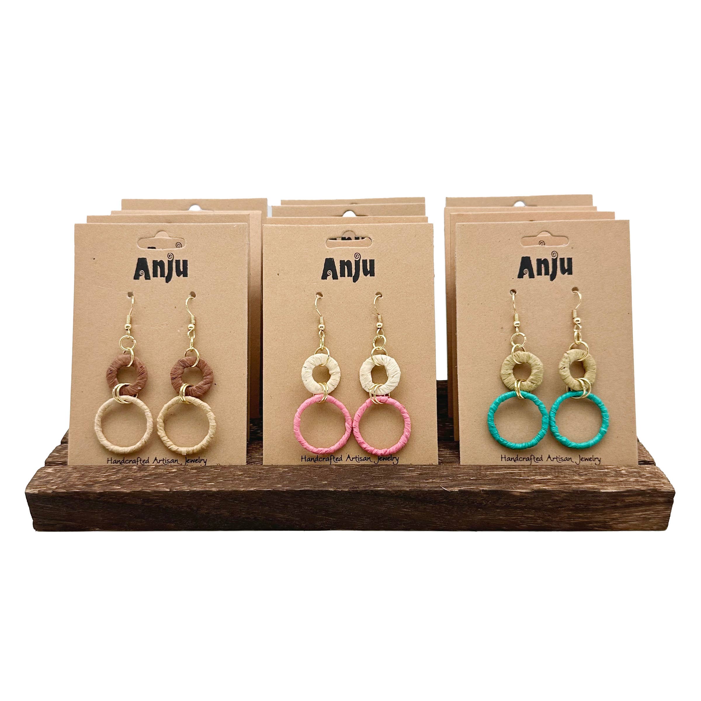 Raffia Rings Earring Prepack - 12 Assorted Earrings