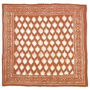Block Printed Bandana - Burnt Orange Tile Grid Print