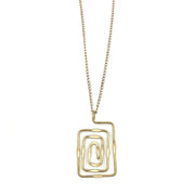 Gold Plated Pendant Necklace - Rectangular Spiral