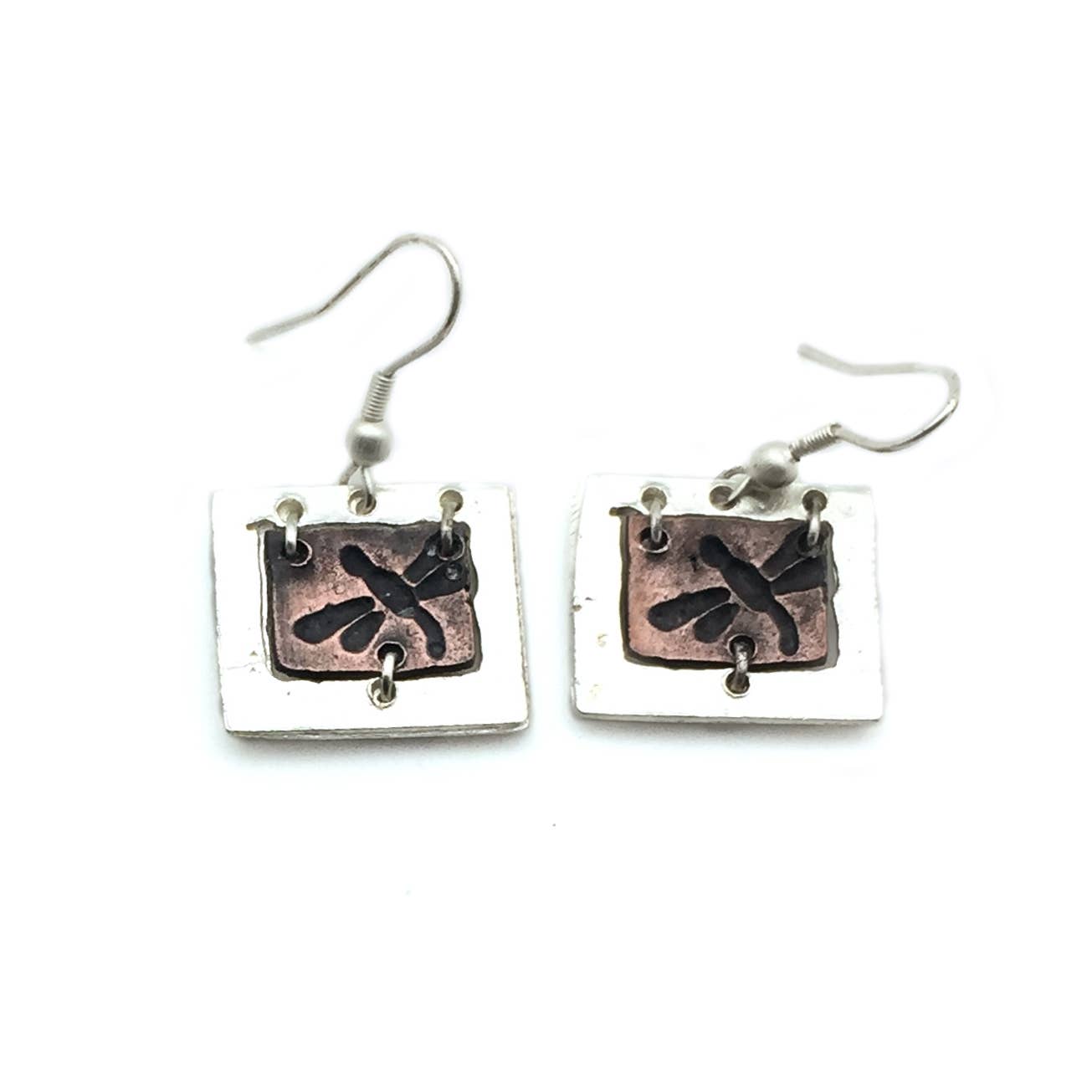 Pewter Earrings - Dragonfly in Frame