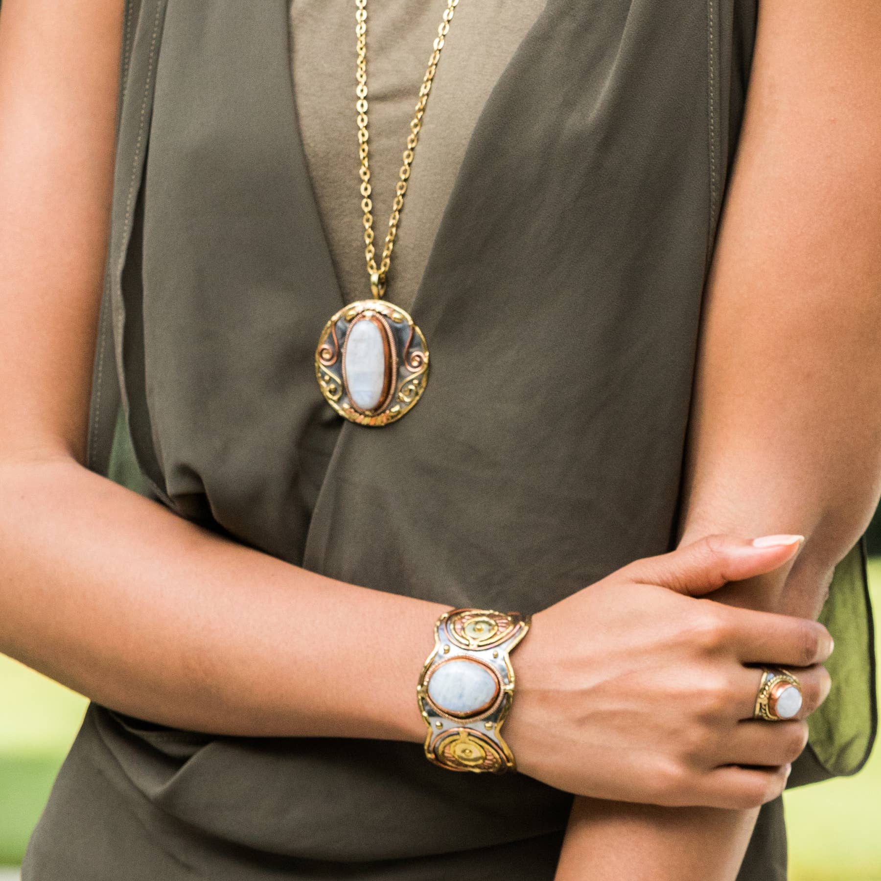 Mixed Metal Cuffs w/Semiprecious Stones Prepack + Display