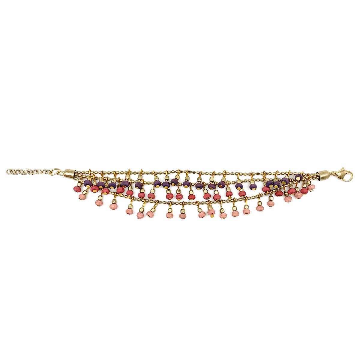 Sachi Mulberry Mix Bracelet - Mixed 3 Strands Drop Beads