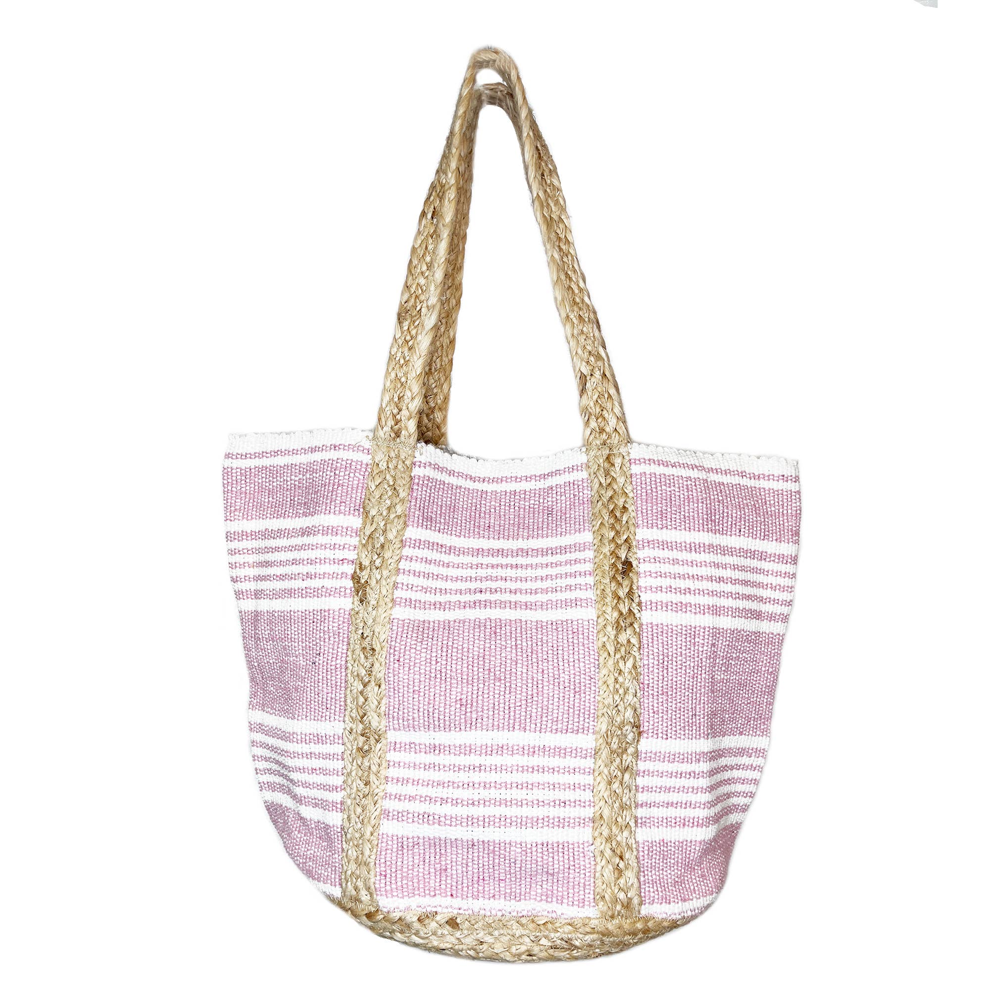 Isla Cotton and Jute Durable Everyday Tote - Pink