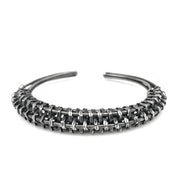 Basketweave Antique Silver Braided Wire Rounded Cuff