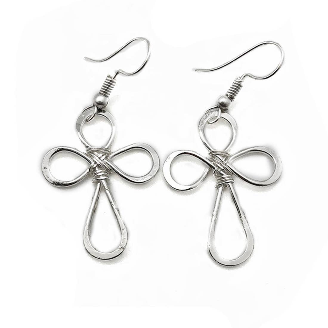 Silver Plated Earrings - Smaller Size Rounded Cross