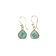 Gold Plated Earrings with Semi-Precious Stone - Amazonite