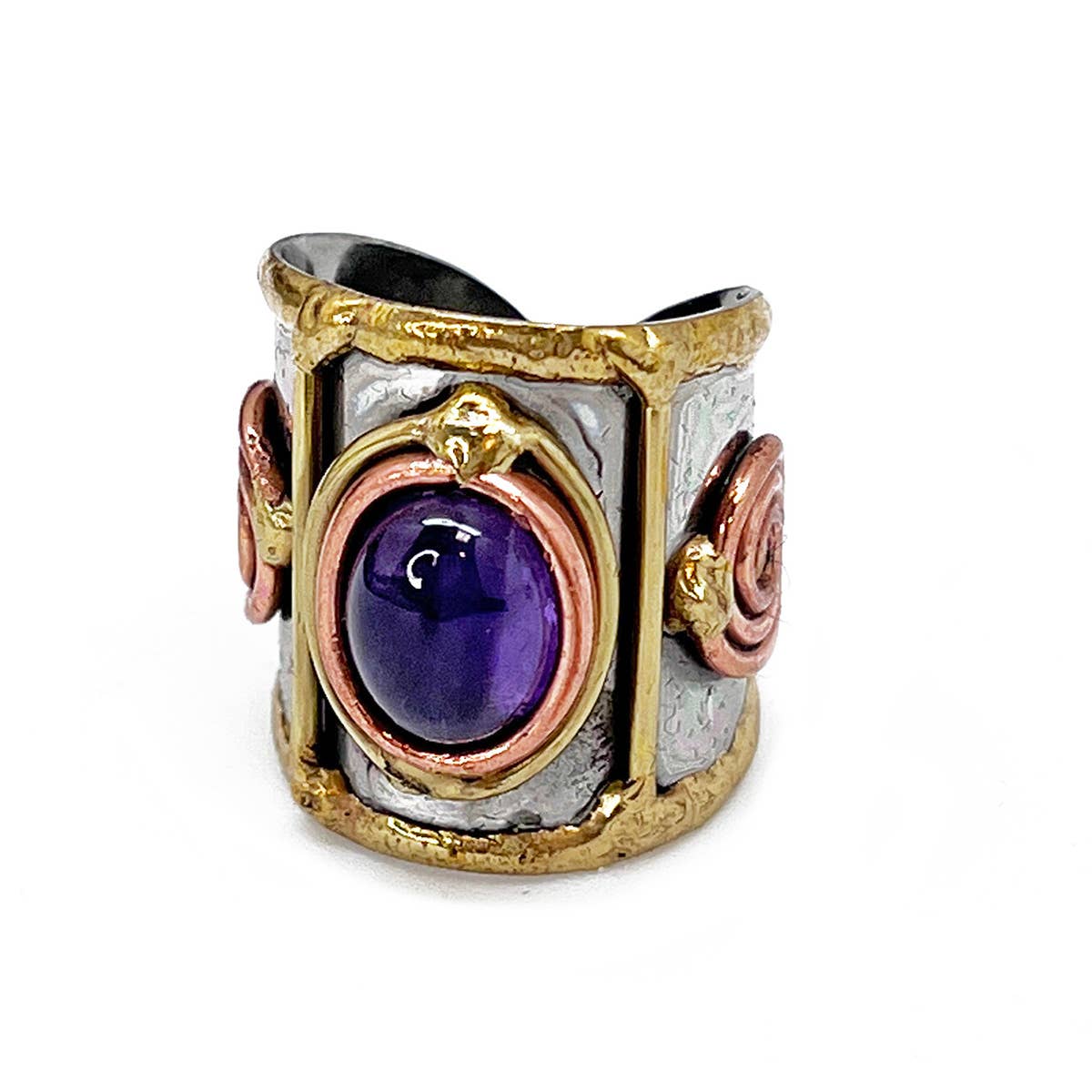 12 Pack- Mixed Metal Cuff Rings with Single Stone in a box