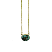 Gold Plated Necklace with Semi-Precious Stone - Turquoise