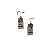 Pewter Earrings - Elk in Rectangle Looking Up