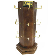Brown Wooden 6 Sided Spinner Display - 3 Hooks On Each Panel