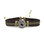 Pull Tie Leather Bracelet - Owl on Branch