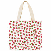 HandCrafted Block Printed Canvas Pocket Tote Strawberries