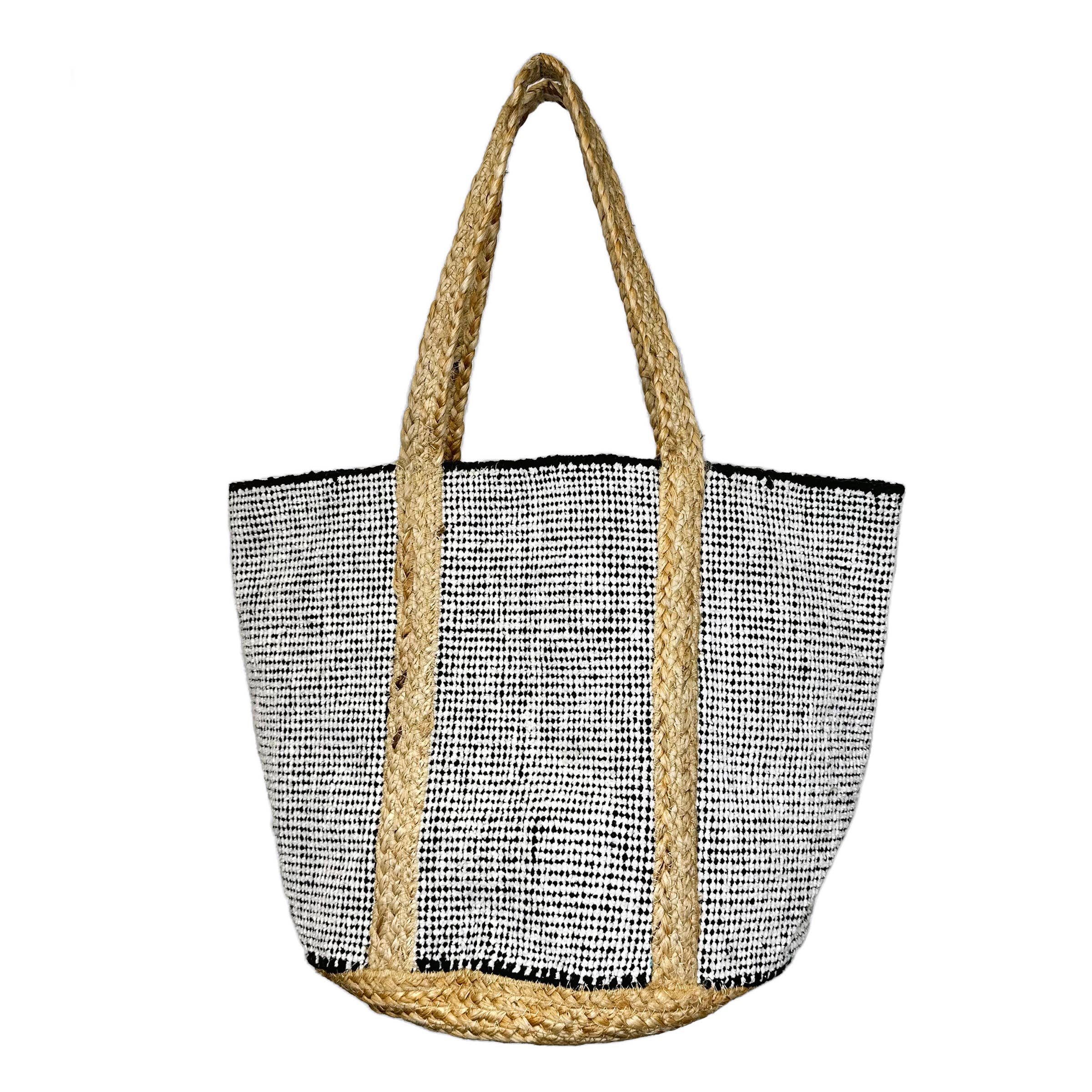 Isla Cotton and Jute Durable Everyday Tote - Black
