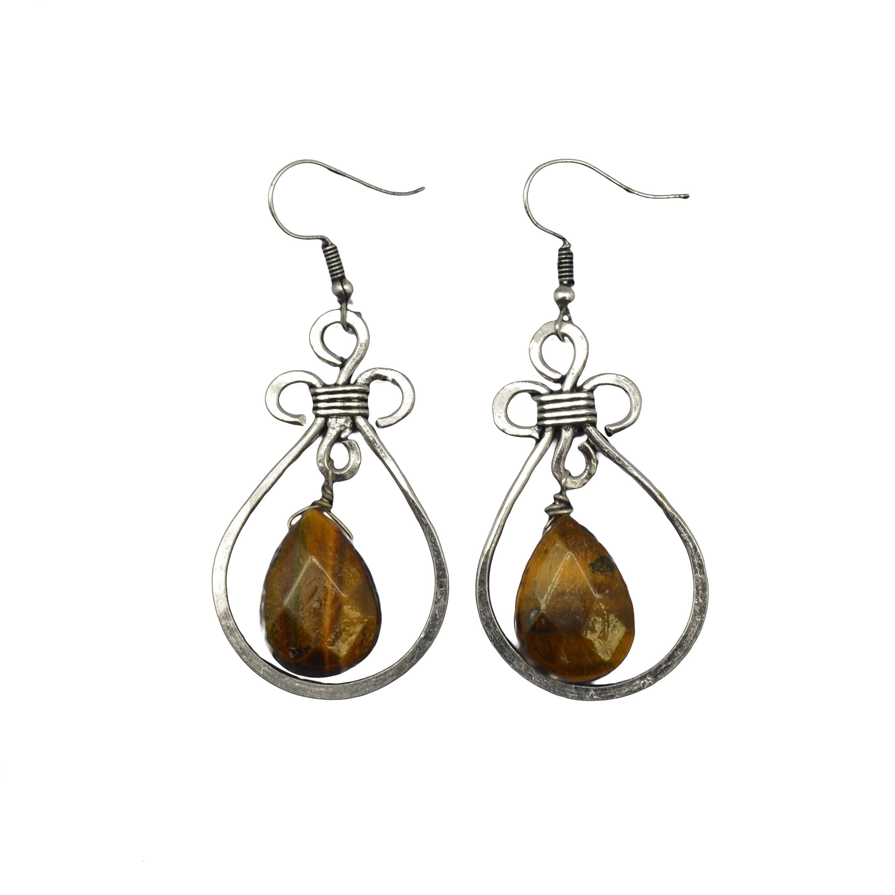 Banjara Tiger's Eye Curled Teardrop Earrings