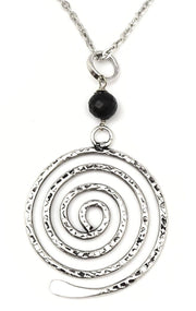 Banjara Silver Spiral with Onyx Necklace