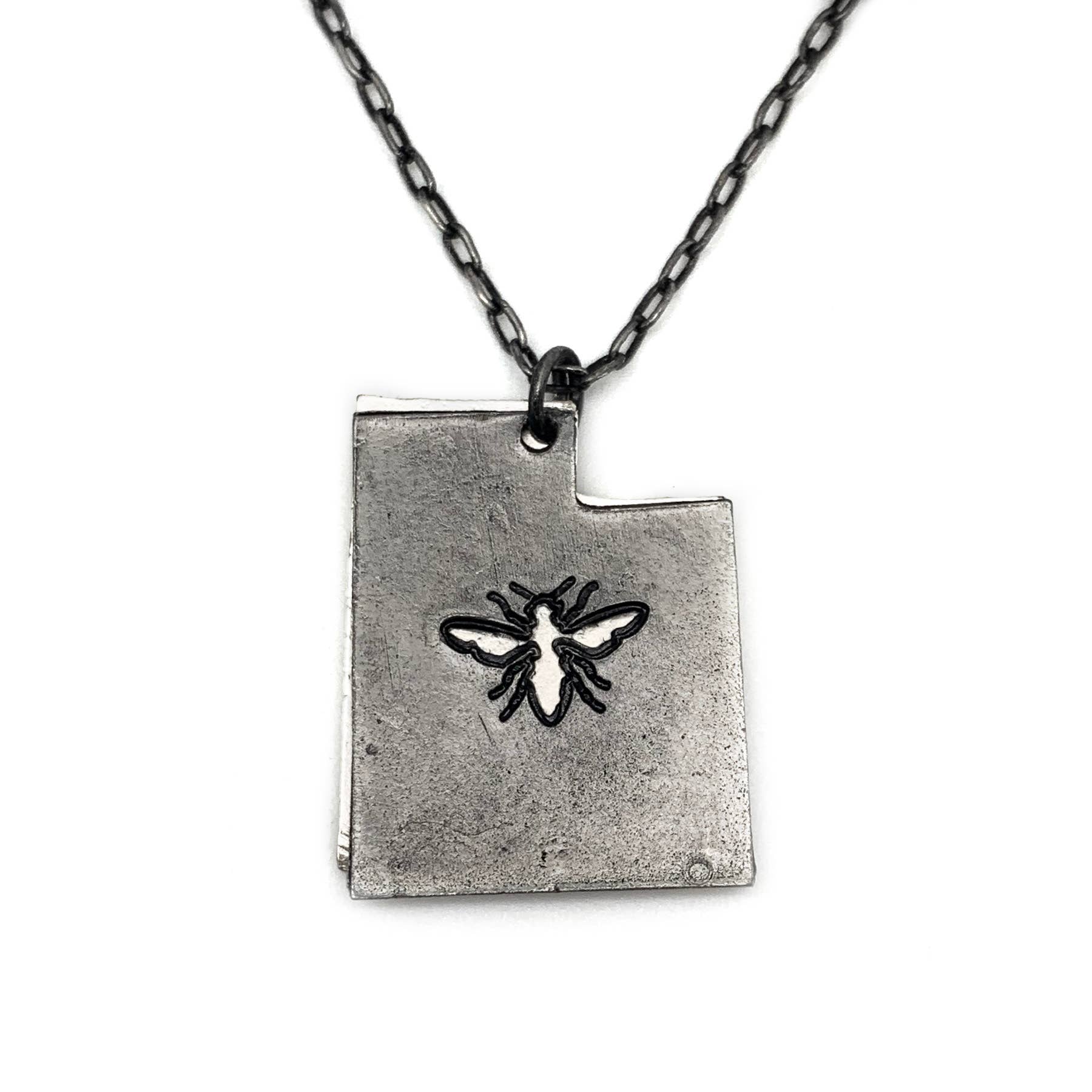 Home State Jewelry - Pewter Necklace - Utah with Bee