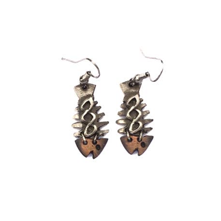 Pewter Earrings - Fish Bones