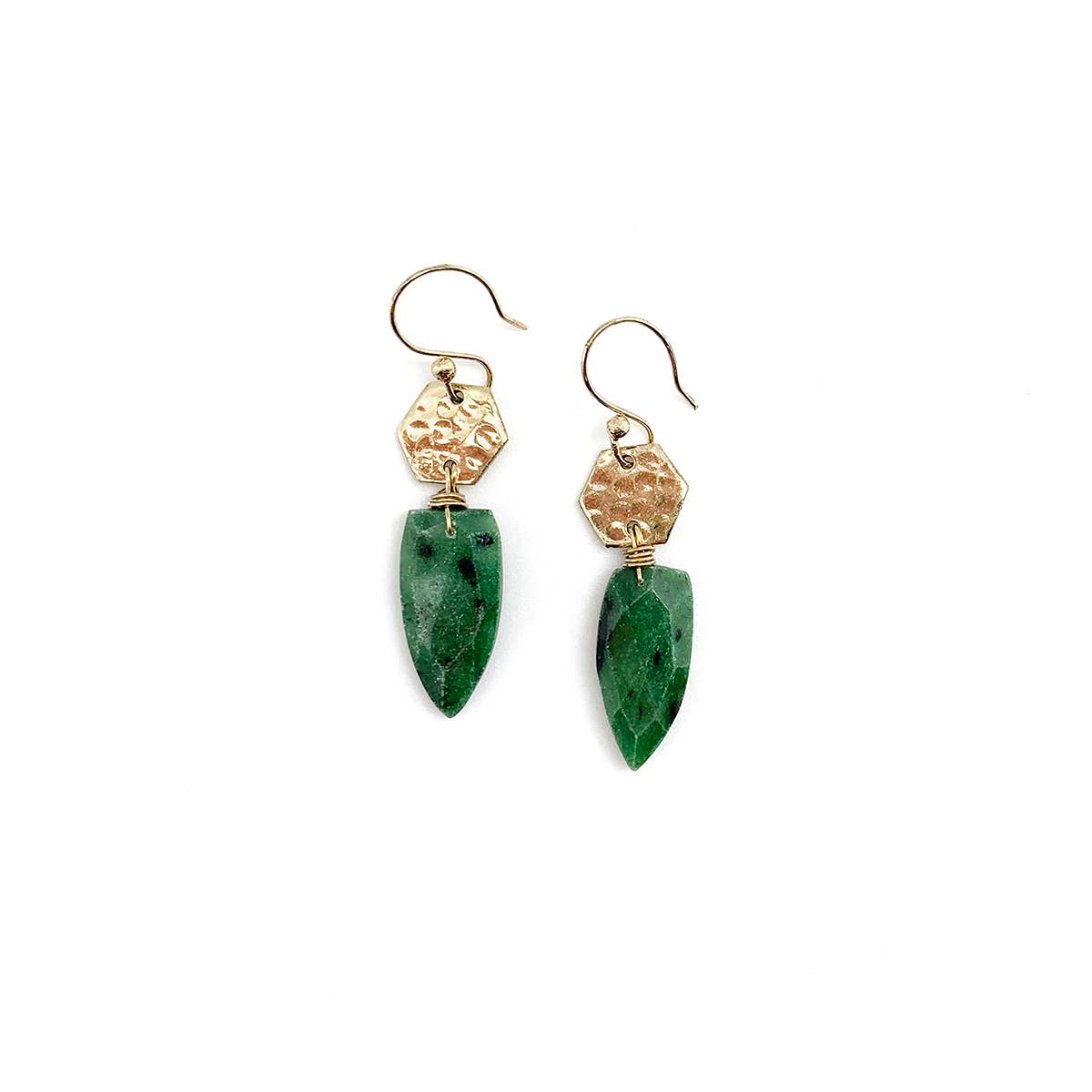 Akriti Gold and Large Faceted Ruby Ziosite Earrings