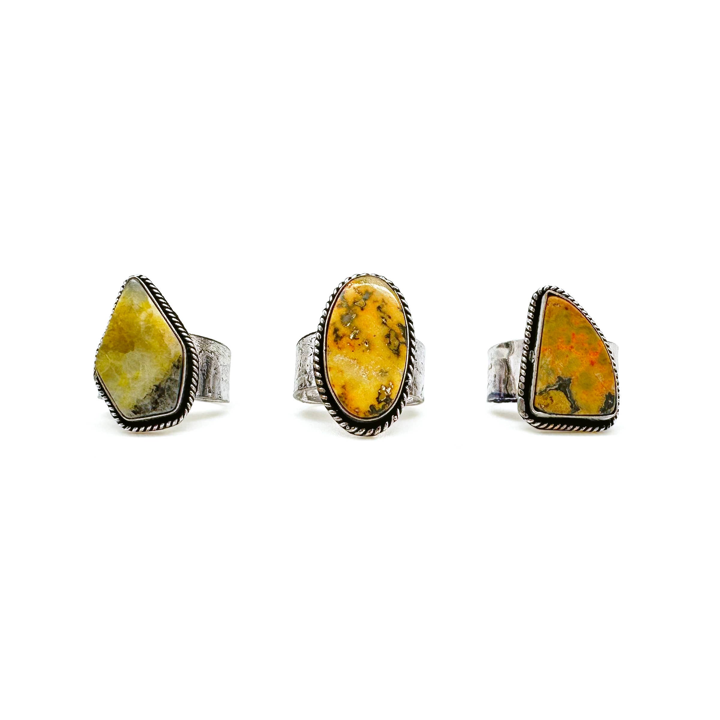 Handcrafted Kashi Semiprecious Stone Ring - Bumblebee Jasper