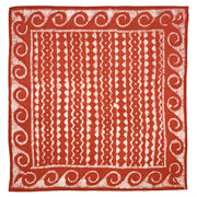 Block Printed Bandana - Rust Orange Zigzag Lines and Waves