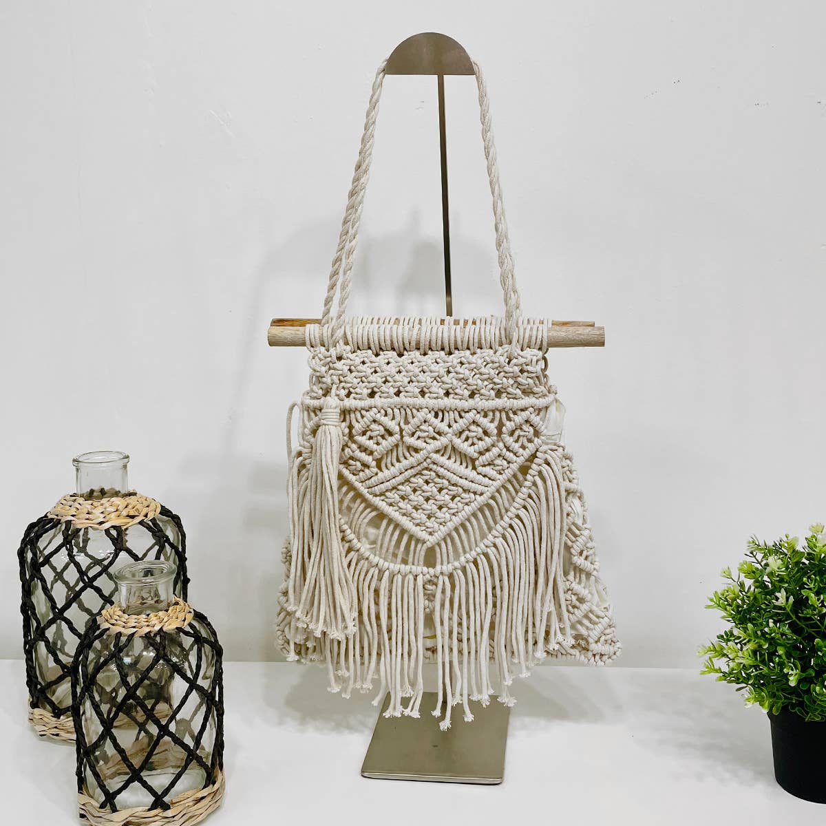 Coco Bag - Cotton macrame handbag with cotton lining