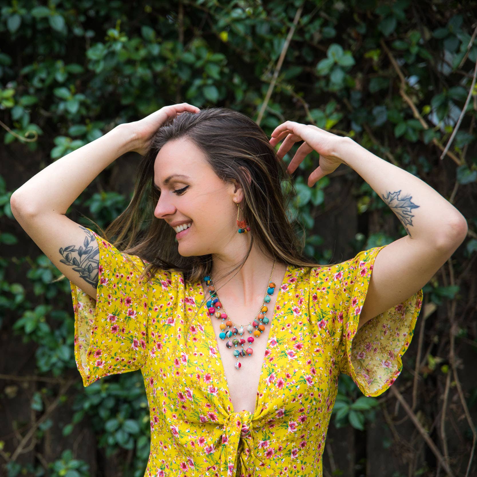 Aasha Kantha Handcrafted Dangling Beads Bib Necklace
