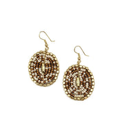 Sachi Coffee & Cream Collection Earrings - Large Beaded Oval