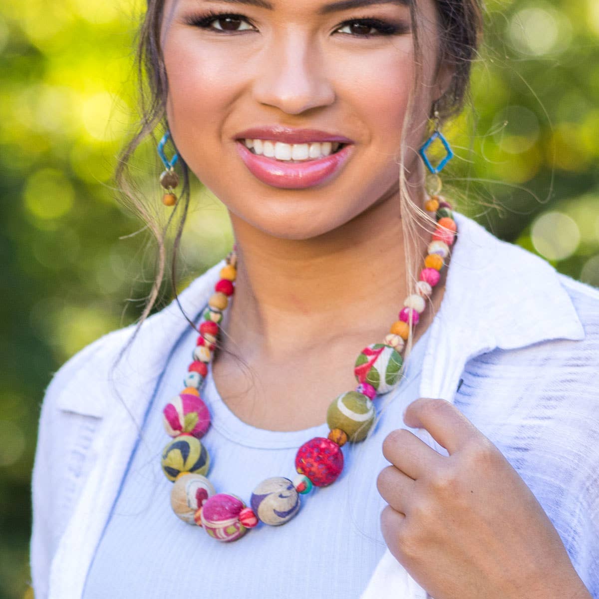 Aasha Large and Small Kantha Beads Handcrafted Necklace